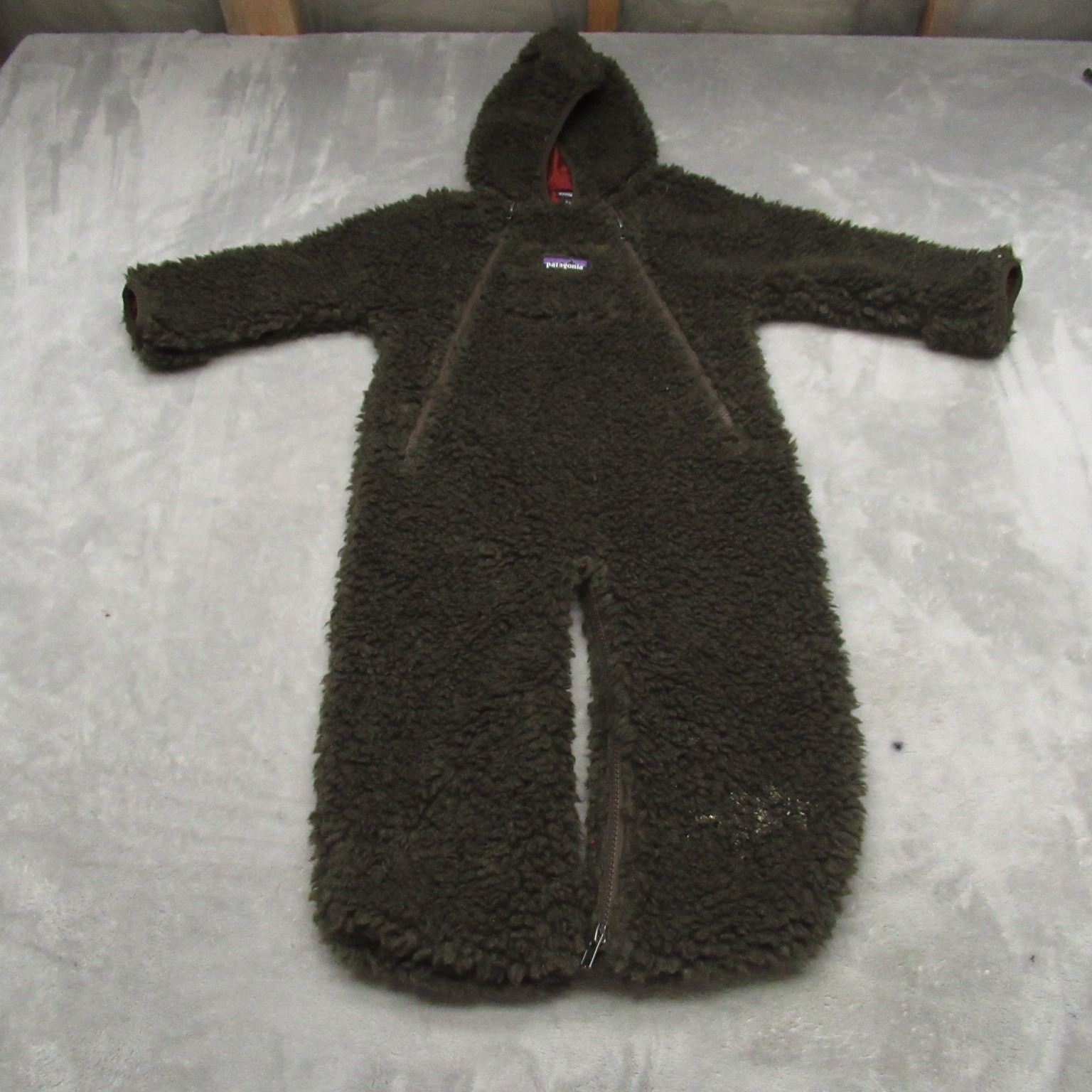 Patagonia Bunting Infant 6-12m Brown Infant Recycled Pile Winter Snowsuit Warm
